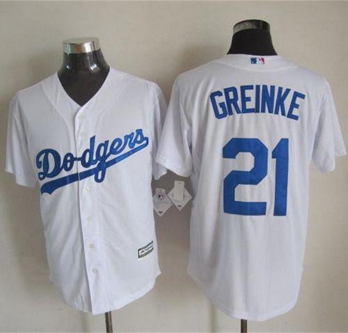 Dodgers #21 Zack Greinke White New Cool Base Stitched MLB Jersey - Click Image to Close
